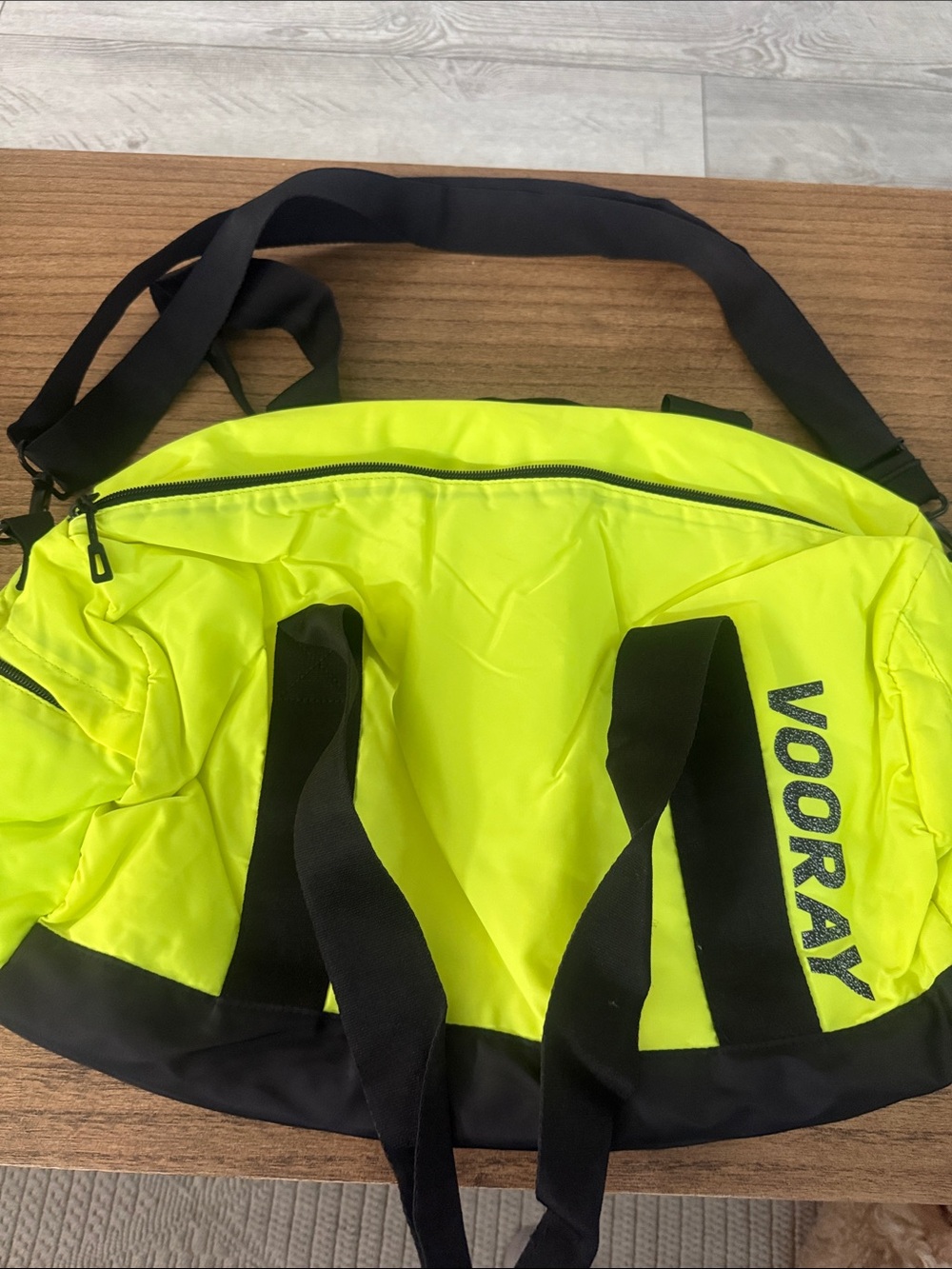 Vooray Neon Yellow Black Duffel Bag